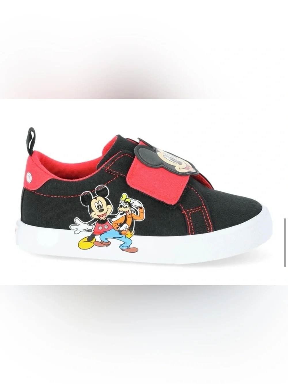 Disney Mickey & Friends Hook & Loop Low Top Unisex Kids Sneaker Black/Red